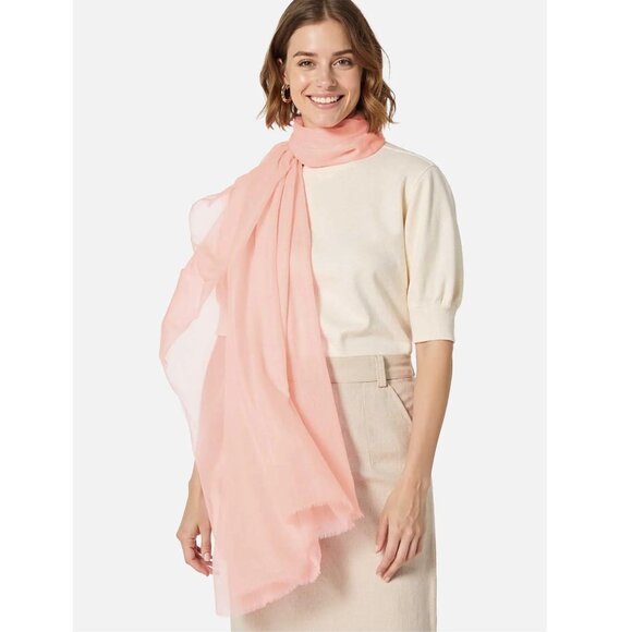NEW Featherlight Cashmere Scarf Pink Ovcio Tissue Weight - Picture 11 of 12